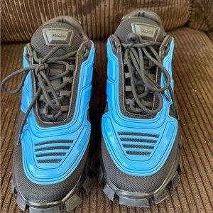 Prada Black and Electric Blue Sneakers